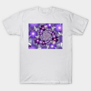 Abstract purple fractal flower spinning design T-Shirt